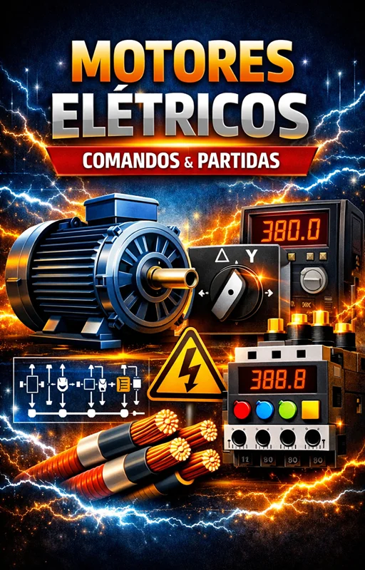 Guia Definitivo de Motores Elétricos: Comandos, Partidas e Proteções - Capa do e-book