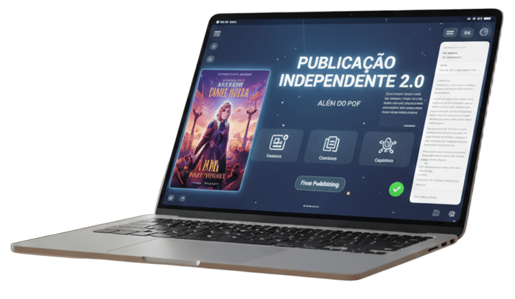 Exemplo de ebook publicado na Ebooker visualizado em tablet e celular